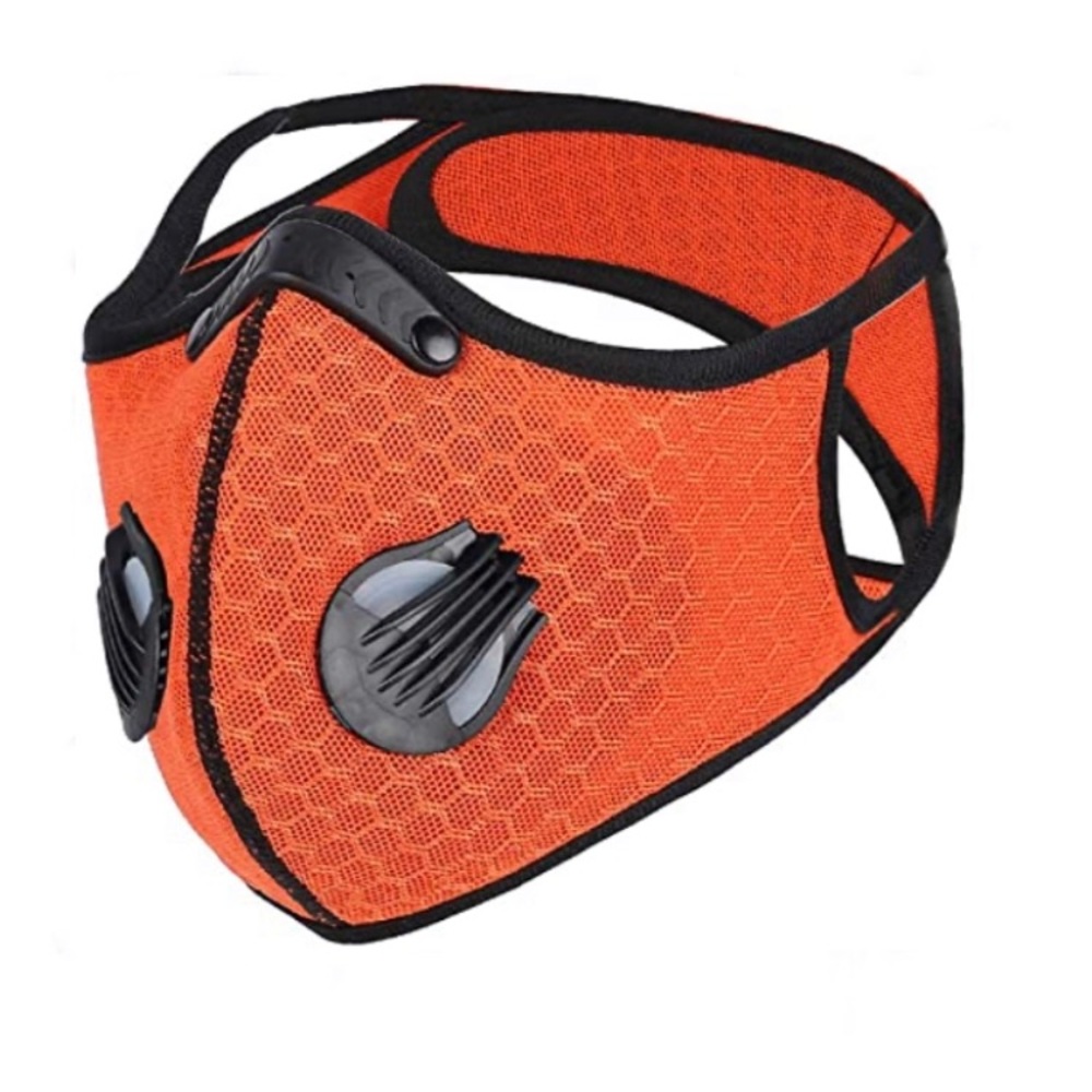 $8 Orange Face Mask with 2 Air Valves & 2 Filters